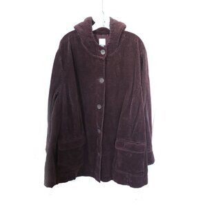 J.Jill wide wale corduroy jacket 4X, dark purple, hooded